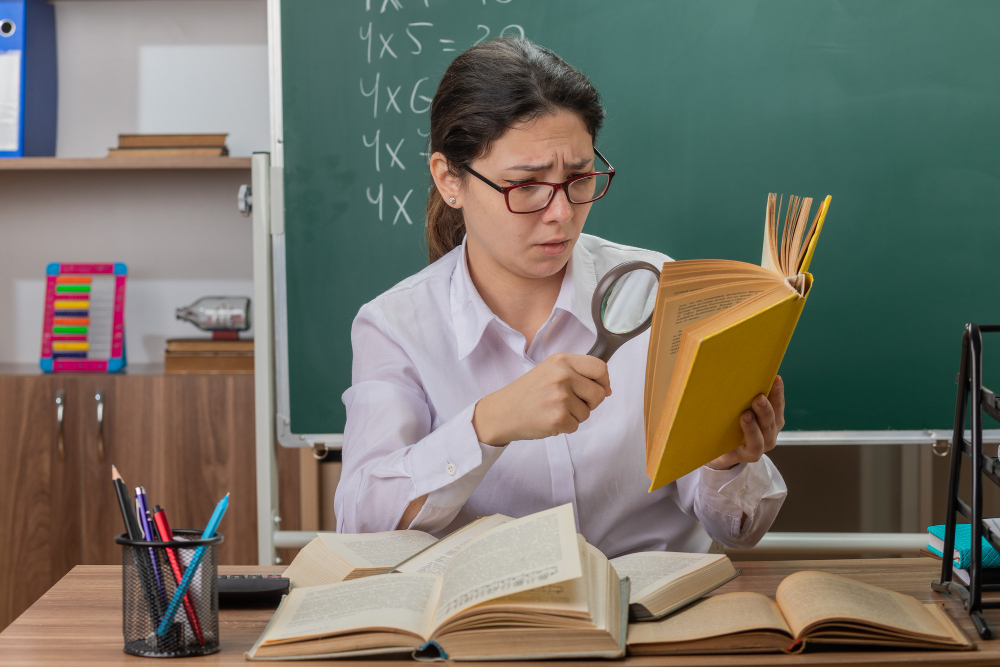 Professora fazendo avaliação diagnostica 